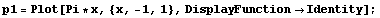 p1 = Plot[Pi * x, {x, -1, 1}, DisplayFunction→Identity] ;