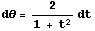 dθ = 2/(1 + t^2) dt